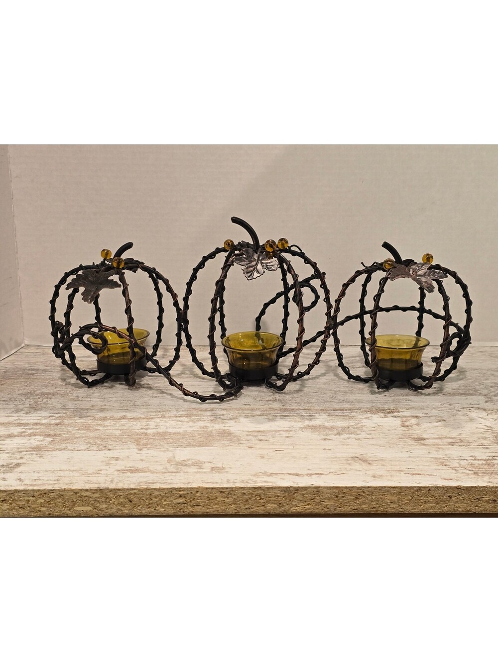 Garden Harvest Metal Pumpkin Votive Holder Fall Autumn Decor